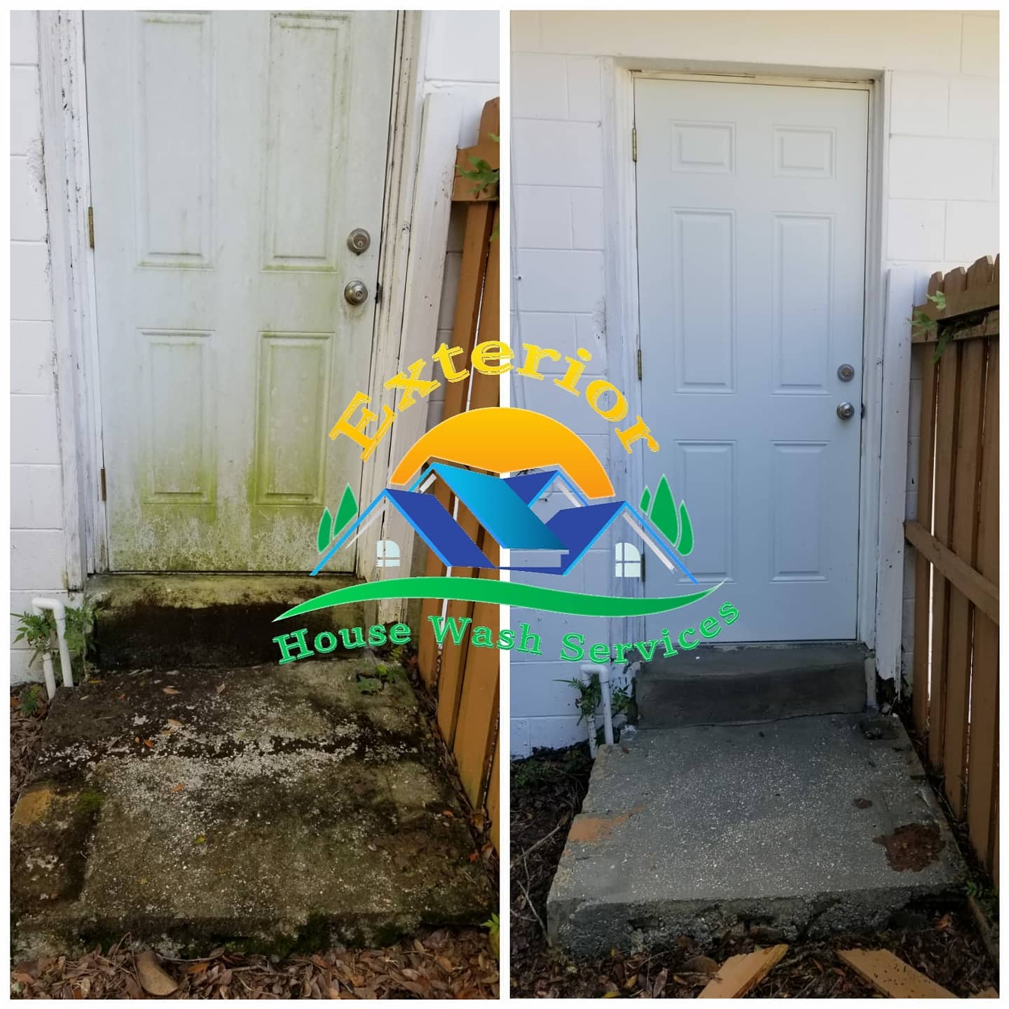 Door wash before and after