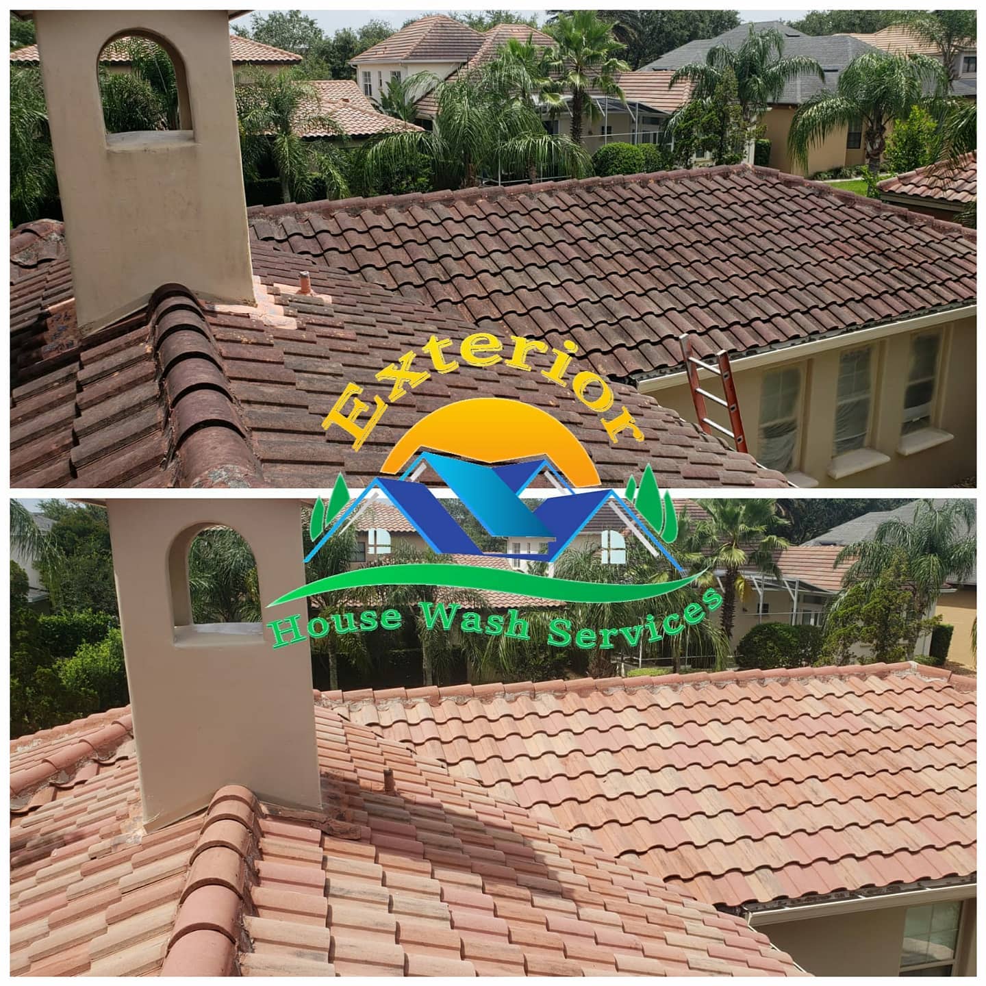 Picture of roof cleaning